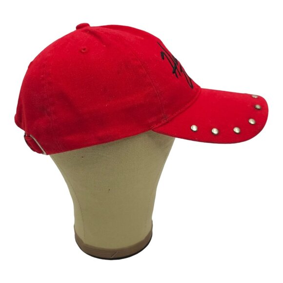 Harley Davidson Embroidered Red Adjustable Tuck Strap Cap Trucker Biker Hat Rive - Picture 12 of 14